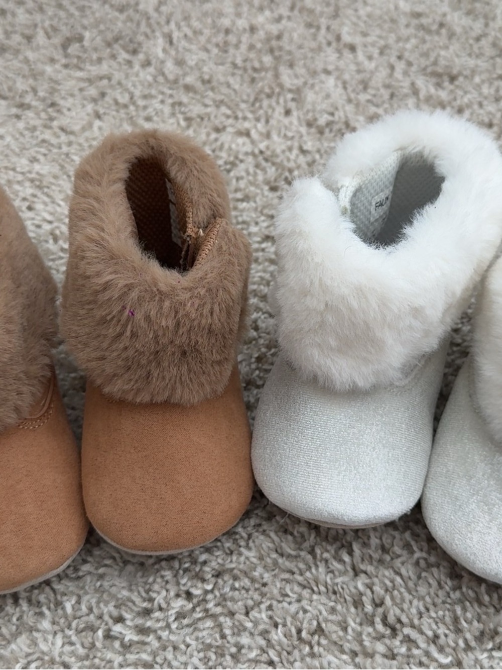 Kids Faux Fur Slip-On Booties in Brown and White by Stride Rite